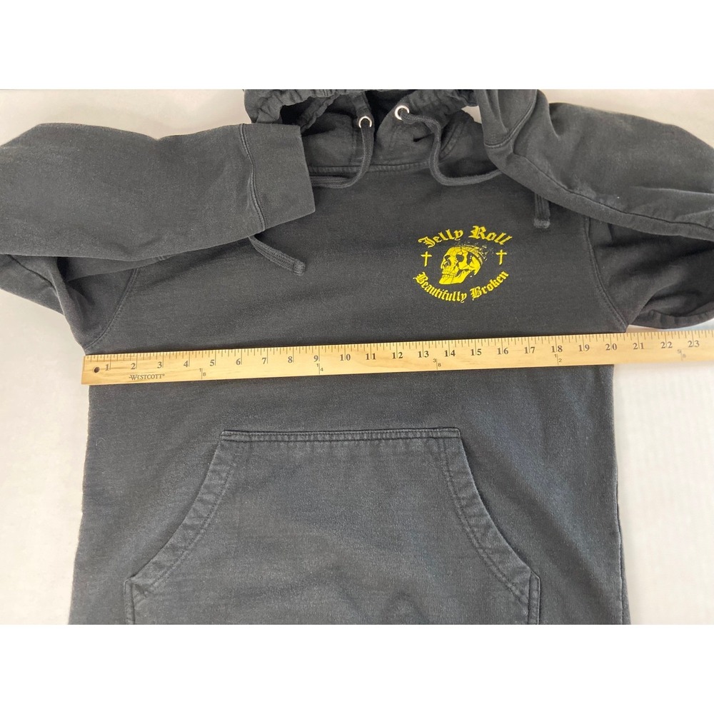 Jelly Roll Beautifully Broken Black Hoodie Skull Graphic Tour Sweatshirt Medium - Picture 7 of 15